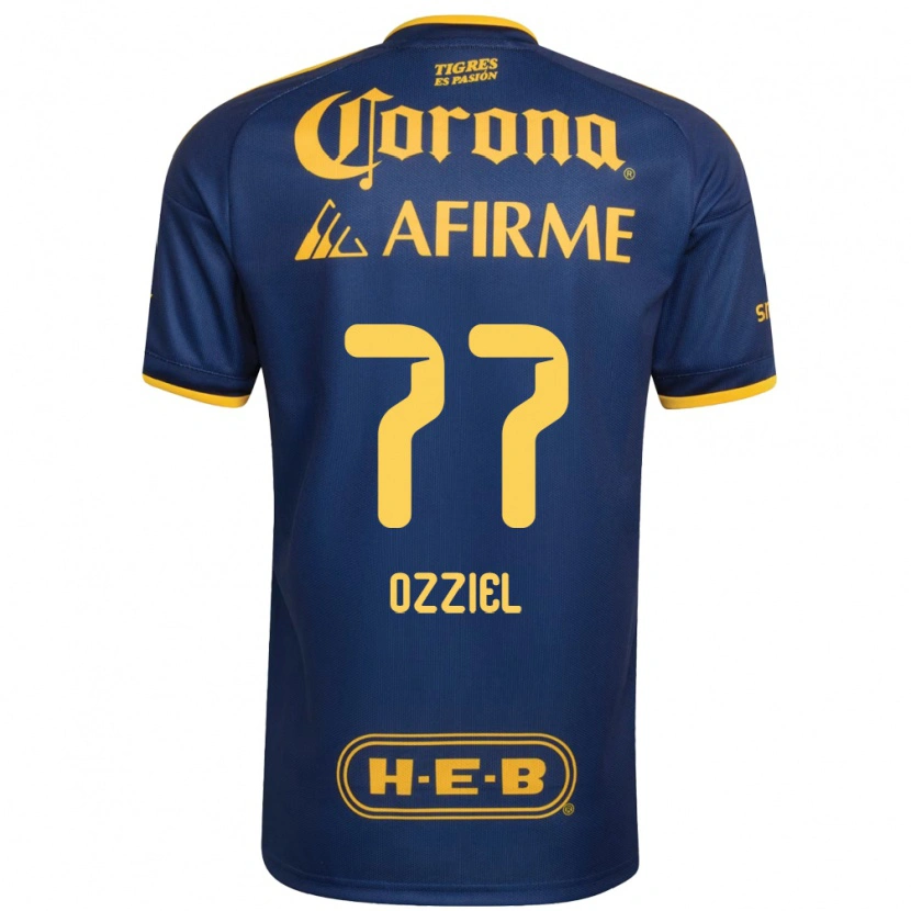 Danxen Criança Camisola Ozziel Herrera #77 Azul Real Amarelo Alternativa 2026/27 Camisa