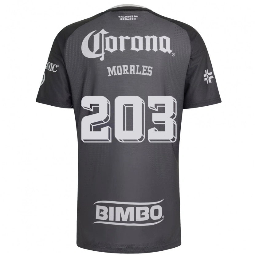 Danxen Criança Camisola Alan Morales #203 Cinza Branco Preto Alternativa 2026/27 Camisa