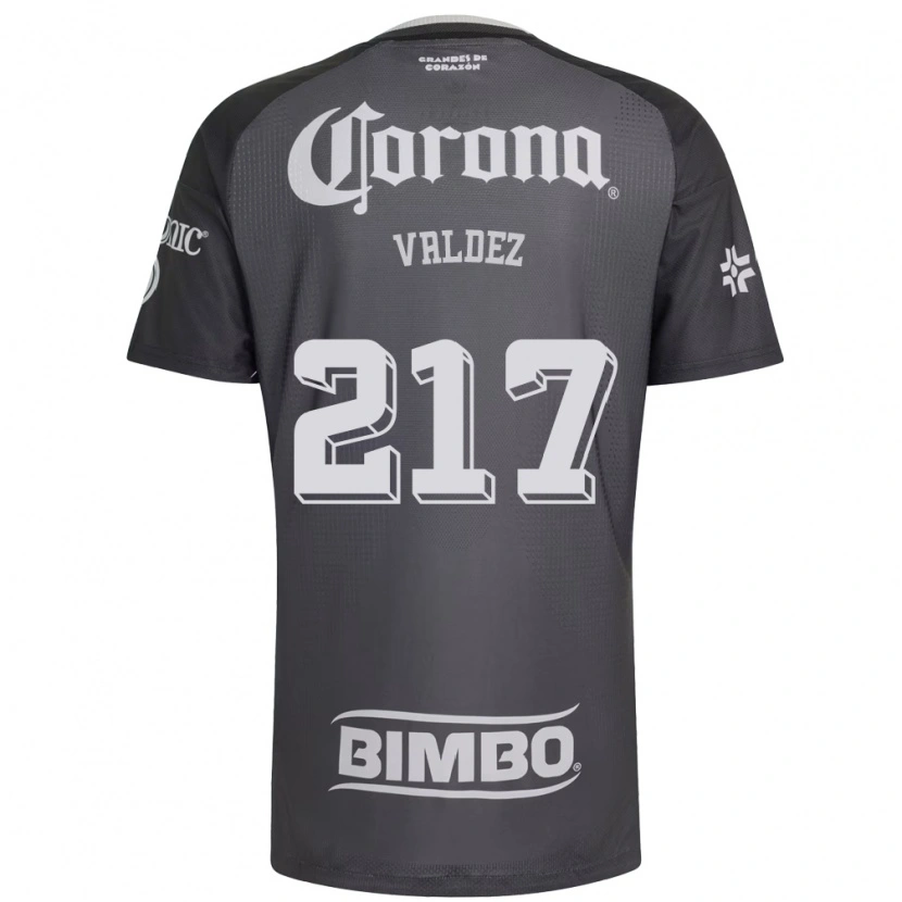 Danxen Criança Camisola Víctor Valdez #217 Cinza Branco Preto Alternativa 2026/27 Camisa