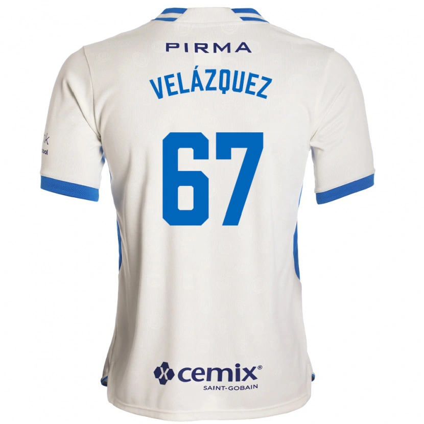 Danxen Criança Camisola Jaziel Mendoza #67 Branco Azul Vermelho Alternativa 2026/27 Camisa
