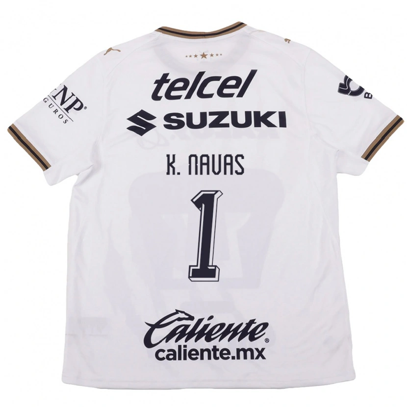 Danxen Criança Camisola Keylor Navas #1 Branco Preto Marrom Alternativa 2026/27 Camisa
