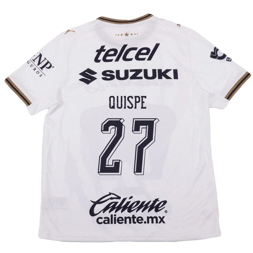 Danxen Criança Camisola Piero Quispe #27 Branco Preto Marrom Alternativa 2026/27 Camisa