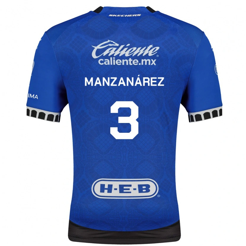 Danxen Criança Camisola Óscar Manzanárez #3 Azul Real Branco Preto Alternativa 2026/27 Camisa