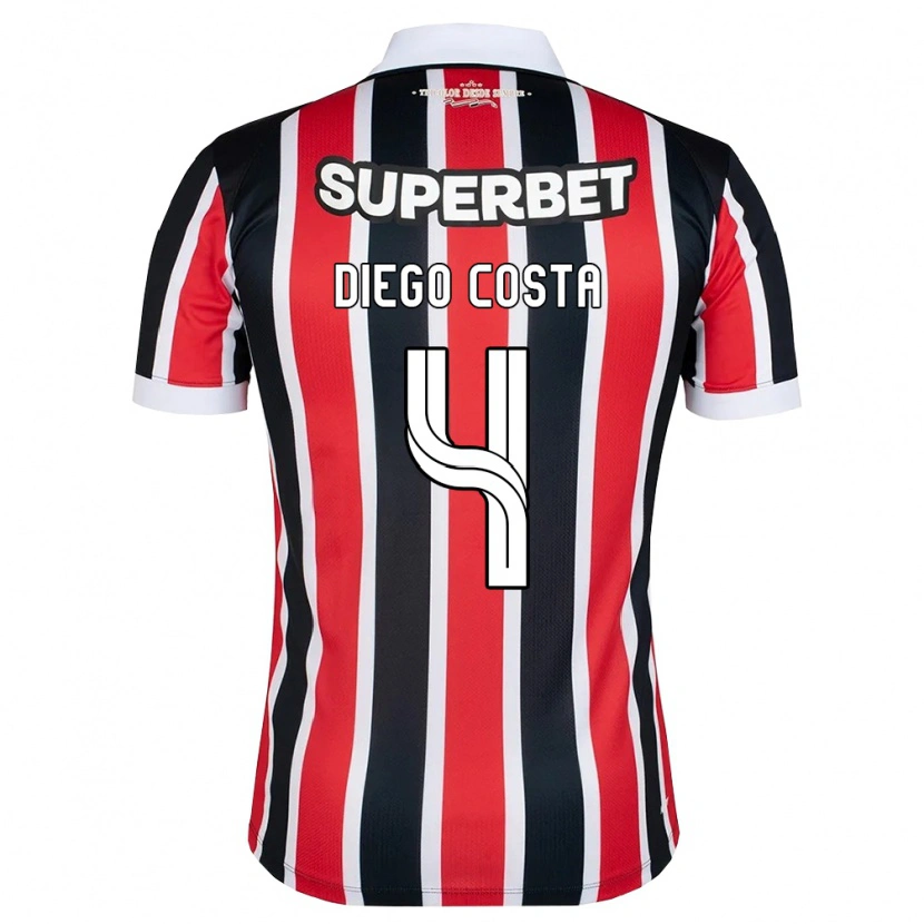 Danxen Criança Camisola Diego Costa #4 Vermelho Branco Preto Alternativa 2026/27 Camisa