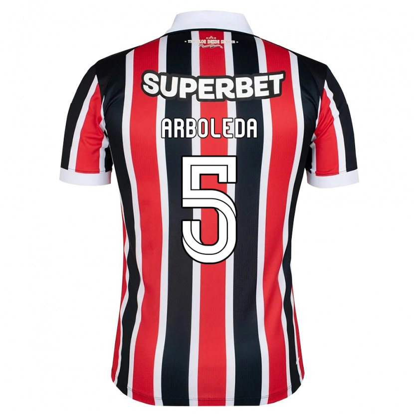Danxen Criança Camisola Robert Arboleda #5 Vermelho Branco Preto Alternativa 2026/27 Camisa