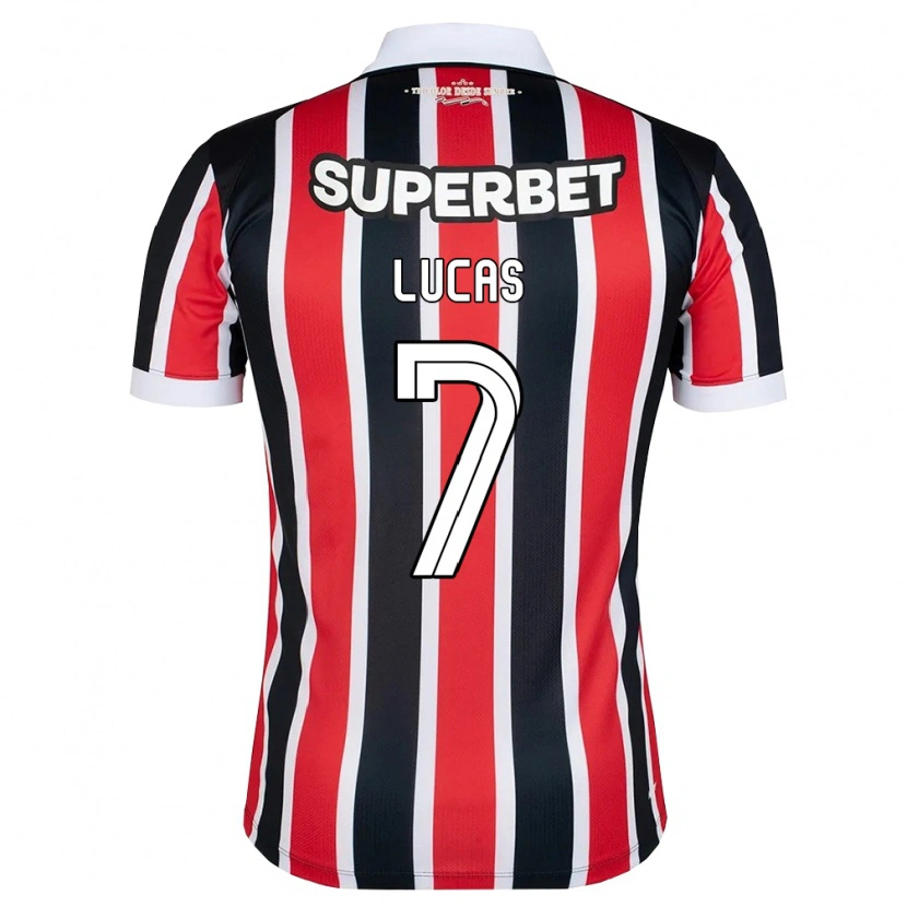 Danxen Criança Camisola Lucas Moura #7 Vermelho Branco Preto Alternativa 2026/27 Camisa