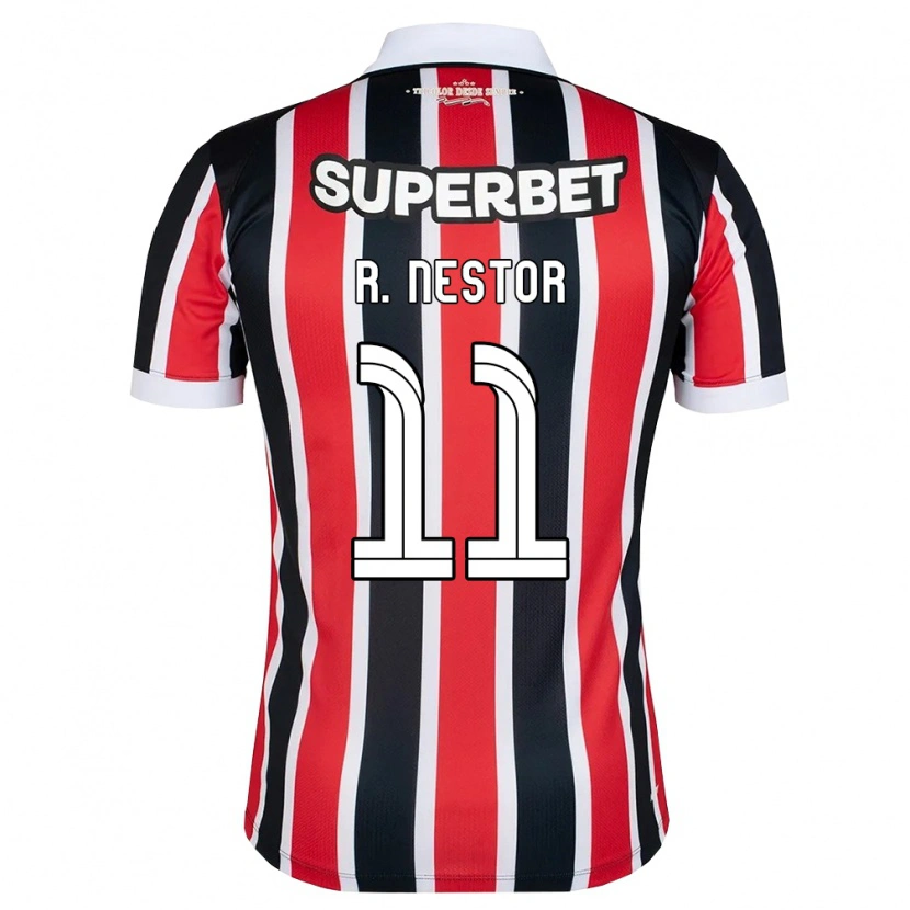 Danxen Criança Camisola Rodrigo Nestor #11 Vermelho Branco Preto Alternativa 2026/27 Camisa