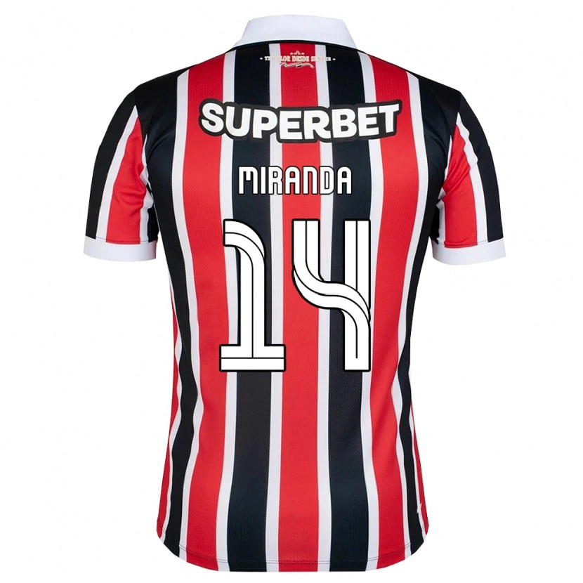 Danxen Criança Camisola Lucas Miranda #14 Vermelho Branco Preto Alternativa 2026/27 Camisa