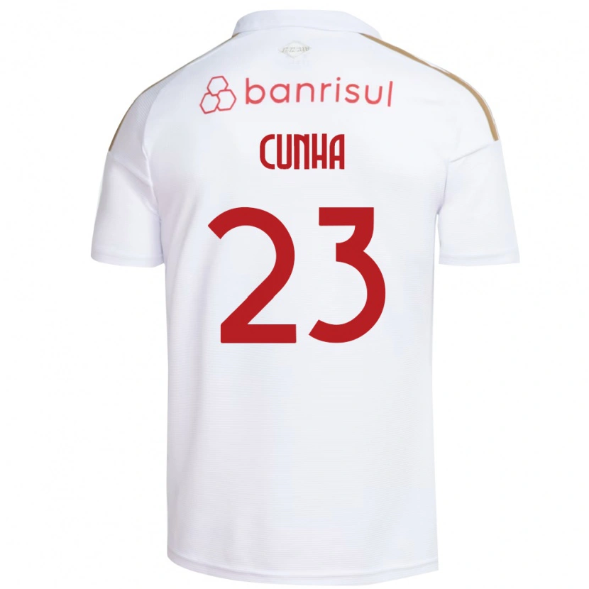 Danxen Criança Camisola Matheus Cunha #23 Branco Vermelho Alternativa 2026/27 Camisa