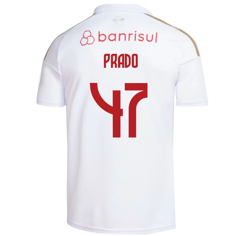 Danxen Criança Camisola Gustavo Prado #47 Branco Vermelho Alternativa 2026/27 Camisa