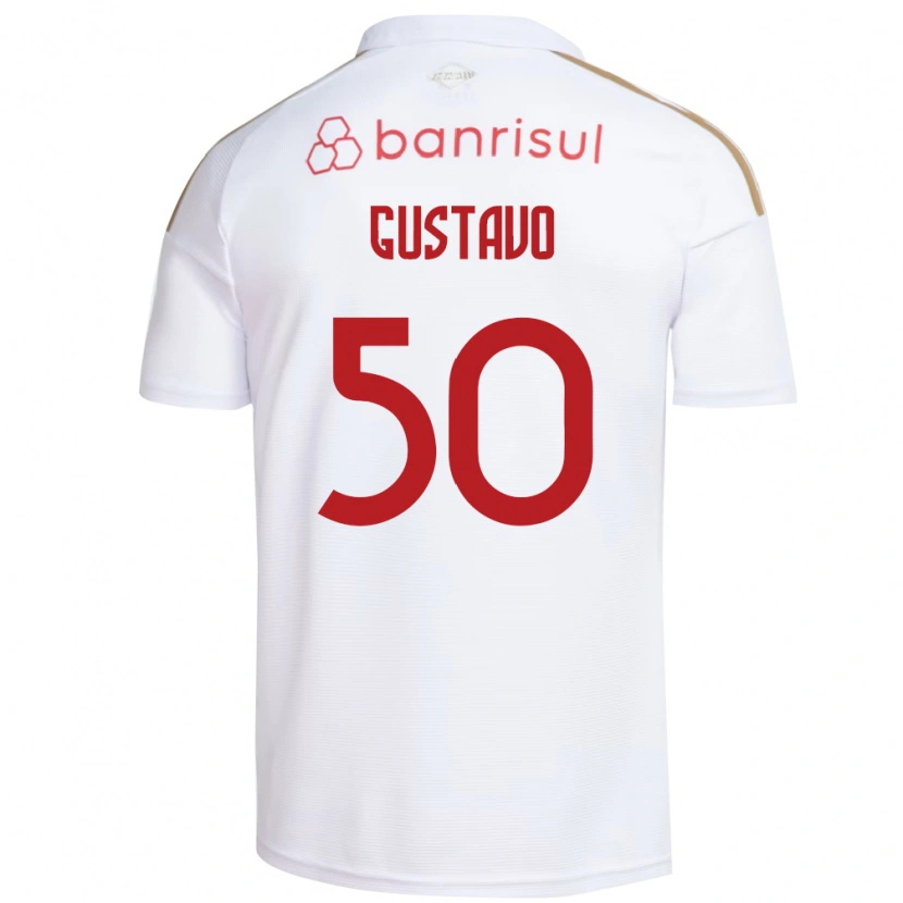 Danxen Criança Camisola Gustavo Dos Santos #50 Branco Vermelho Alternativa 2026/27 Camisa