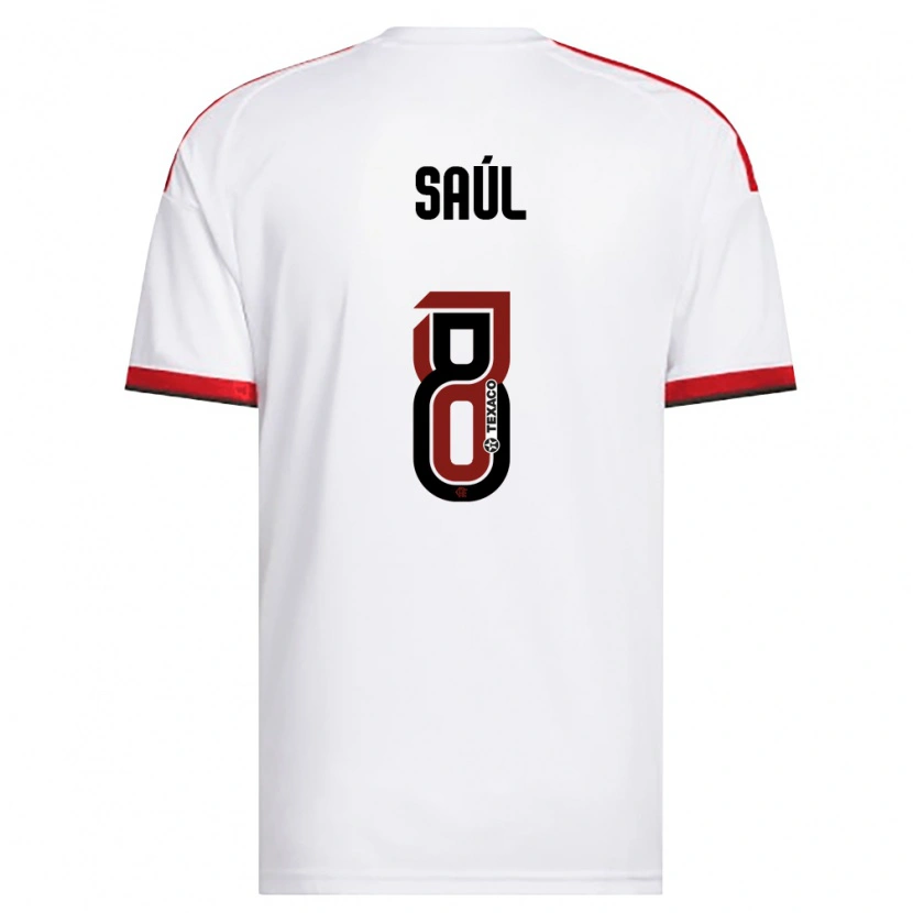 Danxen Criança Camisola Saúl Ñíguez #8 Branco Vermelho Preto Alternativa 2026/27 Camisa