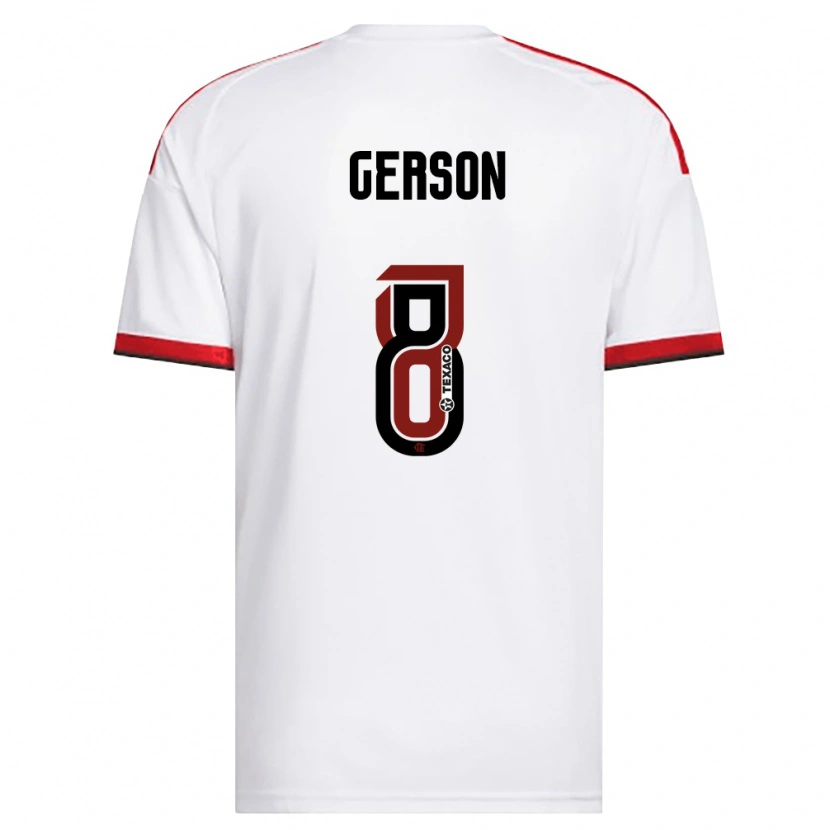 Danxen Criança Camisola Gerson #8 Branco Vermelho Preto Alternativa 2026/27 Camisa