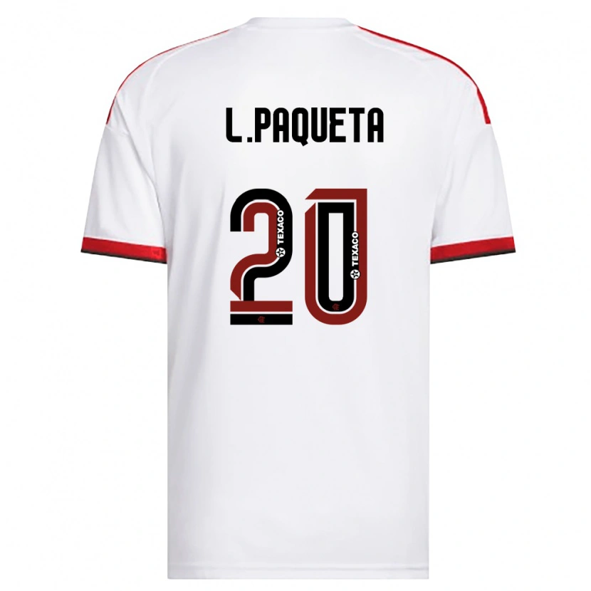 Danxen Criança Camisola Lucas Paquetá #20 Branco Vermelho Preto Alternativa 2026/27 Camisa