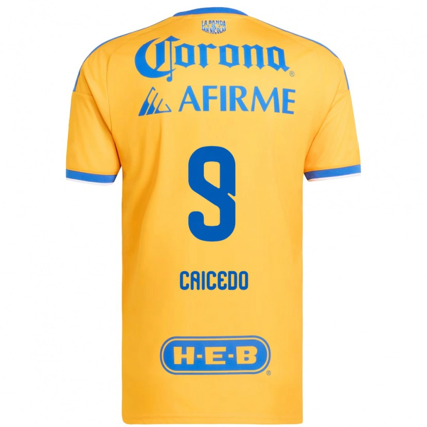 Danxen Homem Camisola Jordy Caicedo #9 Amarelo Azul Principal 2026/27 Camisa