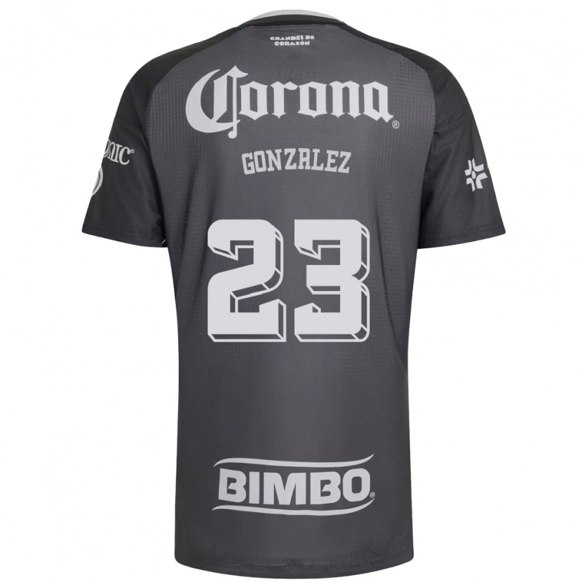 Danxen Homem Camisola Itzel Gonzalez #23 Cinza Branco Preto Alternativa 2026/27 Camisa
