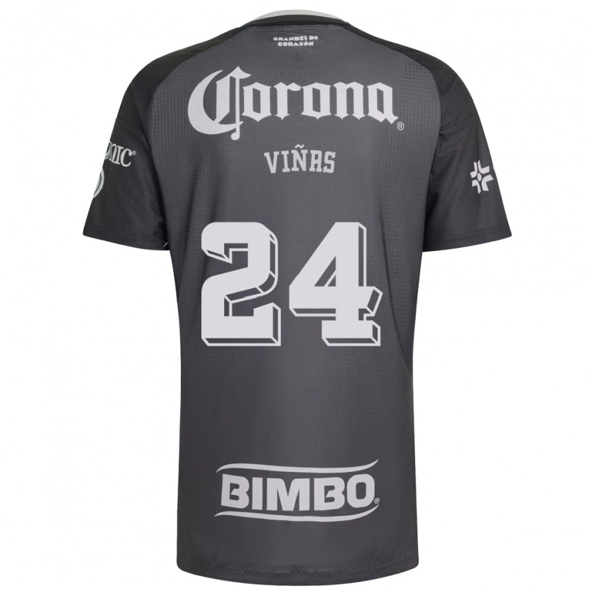 Danxen Homem Camisola Federico Viñas #24 Cinza Branco Preto Alternativa 2026/27 Camisa