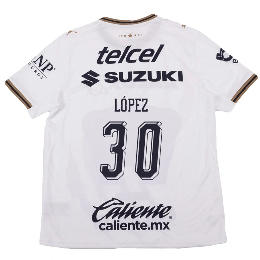 Danxen Homem Camisola Santiago López #30 Branco Preto Marrom Alternativa 2026/27 Camisa