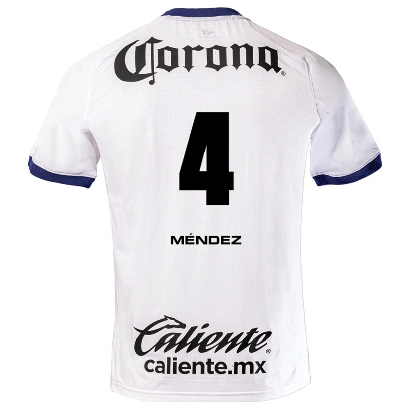 Danxen Homem Camisola Bruno Méndez #4 Branco Azul Preto Alternativa 2026/27 Camisa