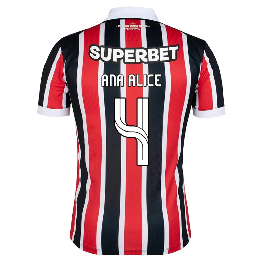 Danxen Homem Camisola Ana Alice Luciano Da Silva #4 Vermelho Branco Preto Alternativa 2026/27 Camisa