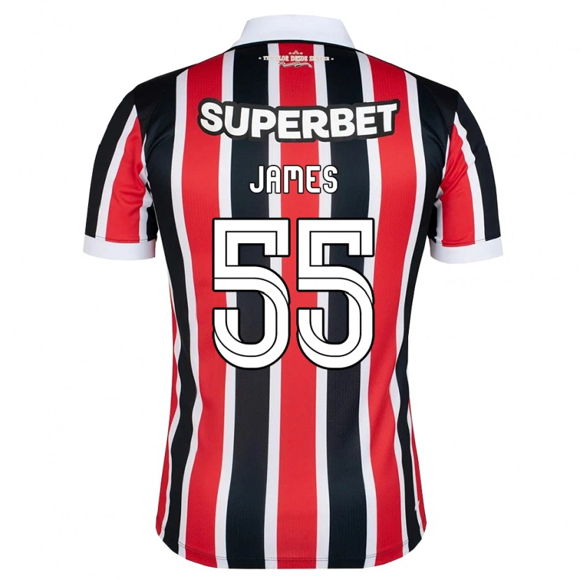 Danxen Homem Camisola James Rodriguez #55 Vermelho Branco Preto Alternativa 2026/27 Camisa