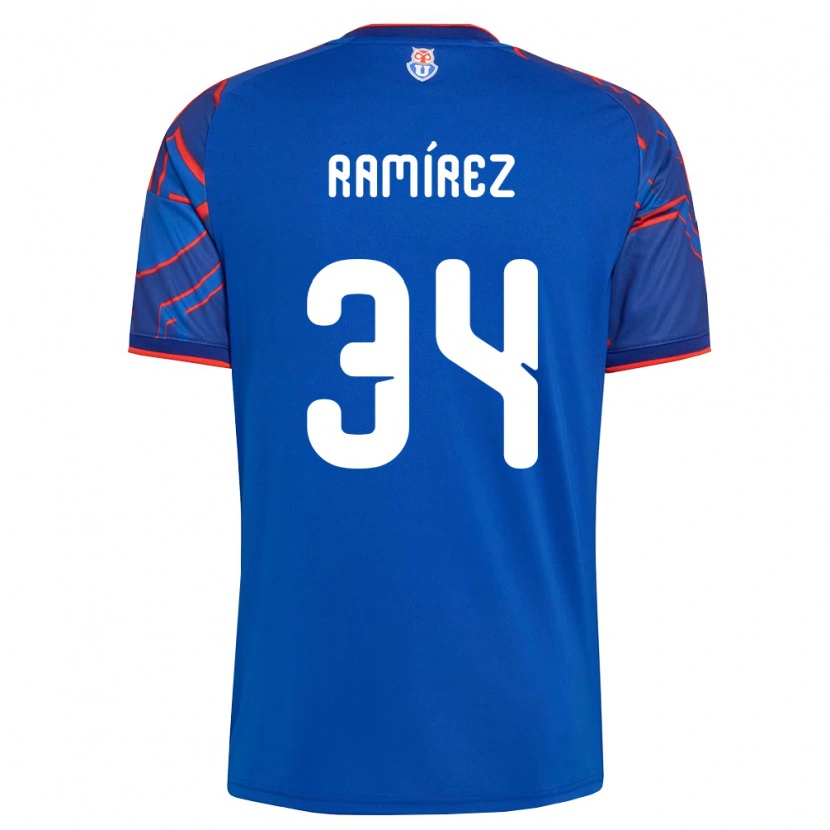 Danxen Mulher Camisola Vicente Ramírez #34 Azul Real Vermelho Principal 2026/27 Camisa