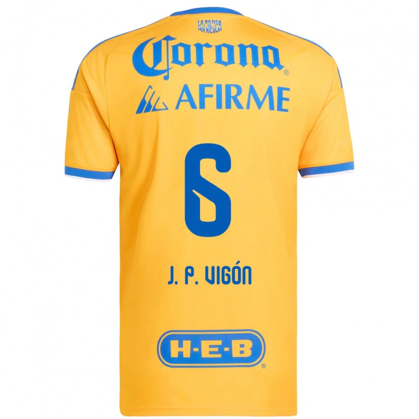 Danxen Mulher Camisola Juan Pablo Vigón #6 Amarelo Azul Principal 2026/27 Camisa