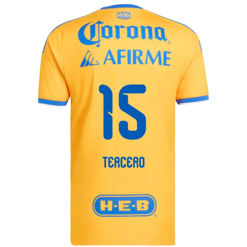 Danxen Mulher Camisola Eduardo Tercero #15 Amarelo Azul Principal 2026/27 Camisa