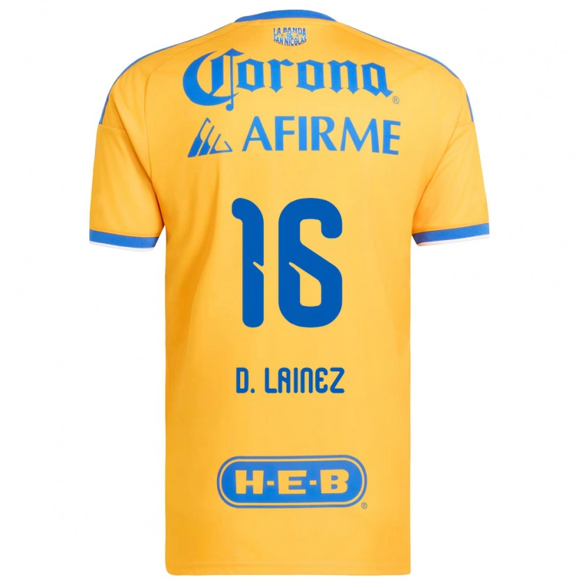 Danxen Mulher Camisola Diego Lainez #16 Amarelo Azul Principal 2026/27 Camisa