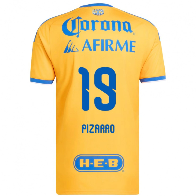 Danxen Mulher Camisola Guido Pizarro #19 Amarelo Azul Principal 2026/27 Camisa