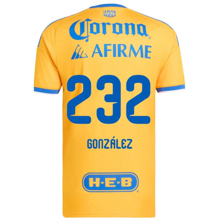 Danxen Mulher Camisola César González #232 Amarelo Azul Principal 2026/27 Camisa