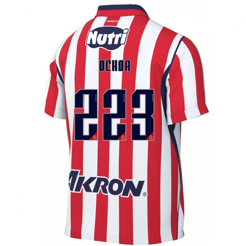 Danxen Mulher Camisola Diego Ochoa #223 Vermelho Branco Principal 2026/27 Camisa