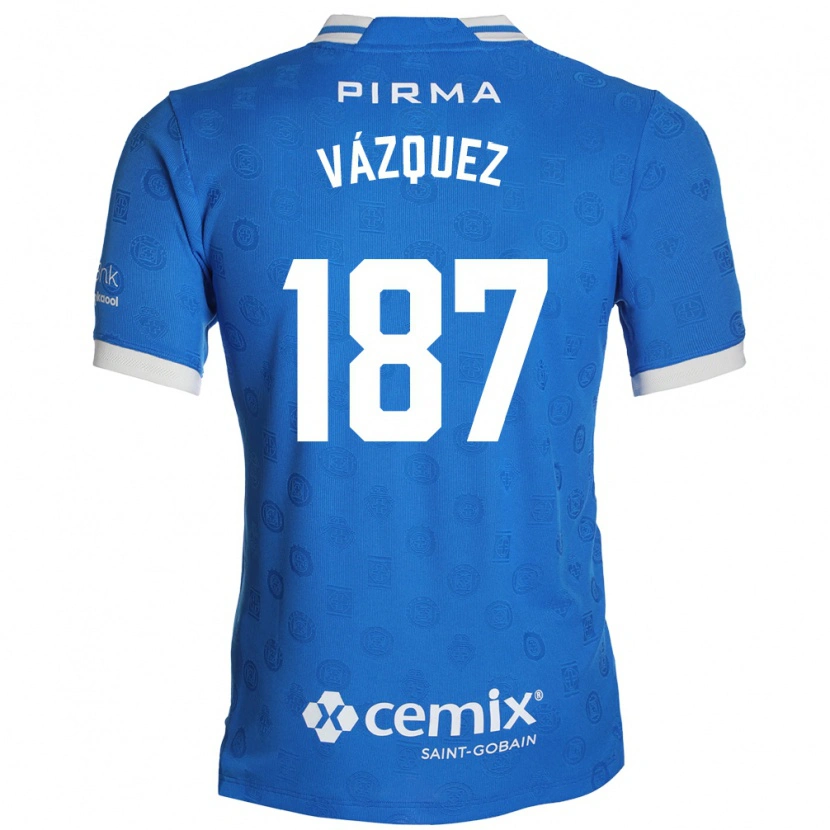 Danxen Mulher Camisola Cristian Vázquez #187 Azul Branco Vermelho Principal 2026/27 Camisa