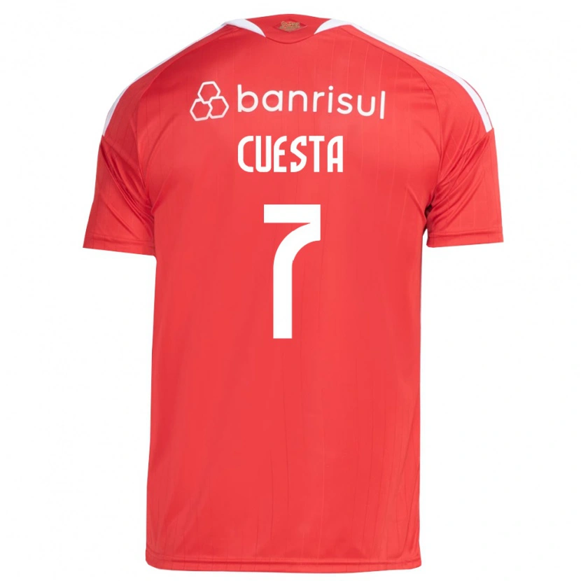 Danxen Mulher Camisola Juan Manuel Cuesta #7 Vermelho Branco Principal 2026/27 Camisa