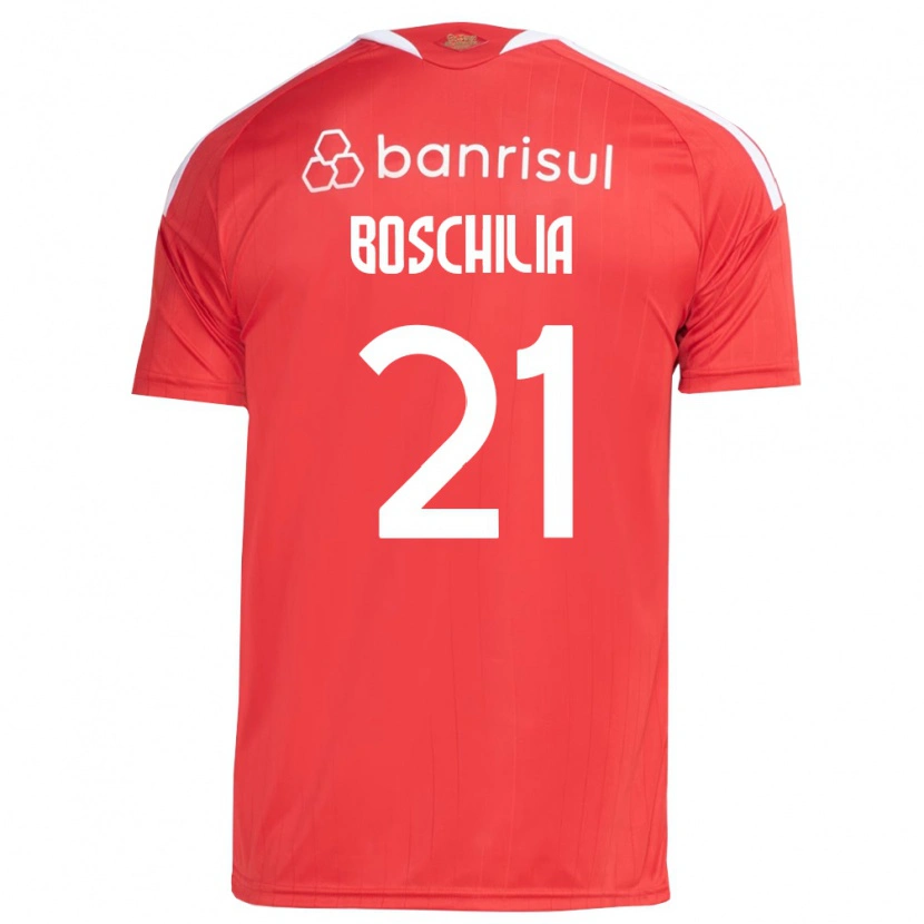 Danxen Mulher Camisola Gabriel Boschilia #21 Vermelho Branco Principal 2026/27 Camisa