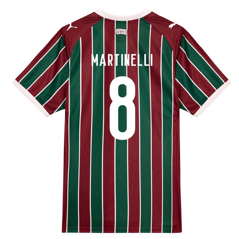 Danxen Mulher Camisola Matheus Martinelli Lima #8 Verde Borgonha Branco Principal 2026/27 Camisa