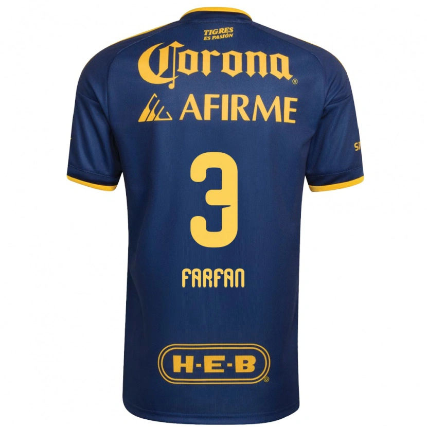 Danxen Mulher Camisola Marco Farfán #3 Azul Real Amarelo Alternativa 2026/27 Camisa
