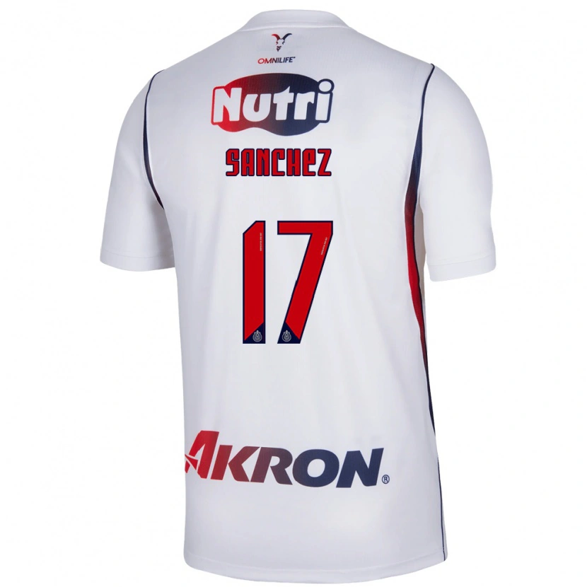 Danxen Mulher Camisola Jesús Sánchez #17 Branco Azul Marinho Vermelho Alternativa 2026/27 Camisa