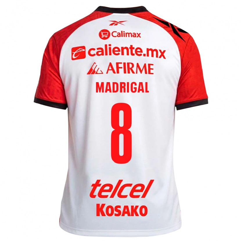 Danxen Mulher Camisola Fernando Madrigal #8 Vermelho Branco Preto Alternativa 2026/27 Camisa
