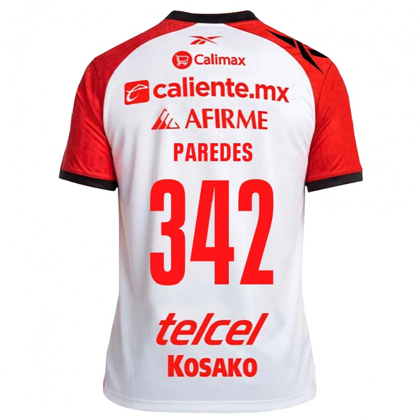 Danxen Mulher Camisola Santiago Paredes #342 Vermelho Branco Preto Alternativa 2026/27 Camisa