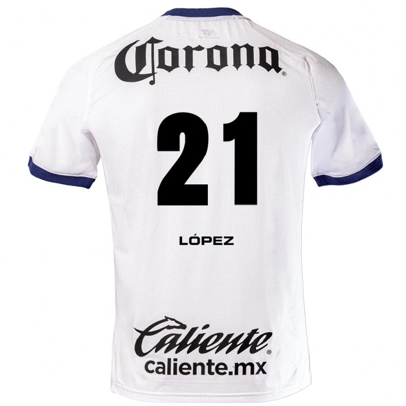 Danxen Mulher Camisola Iván López #21 Branco Azul Preto Alternativa 2026/27 Camisa