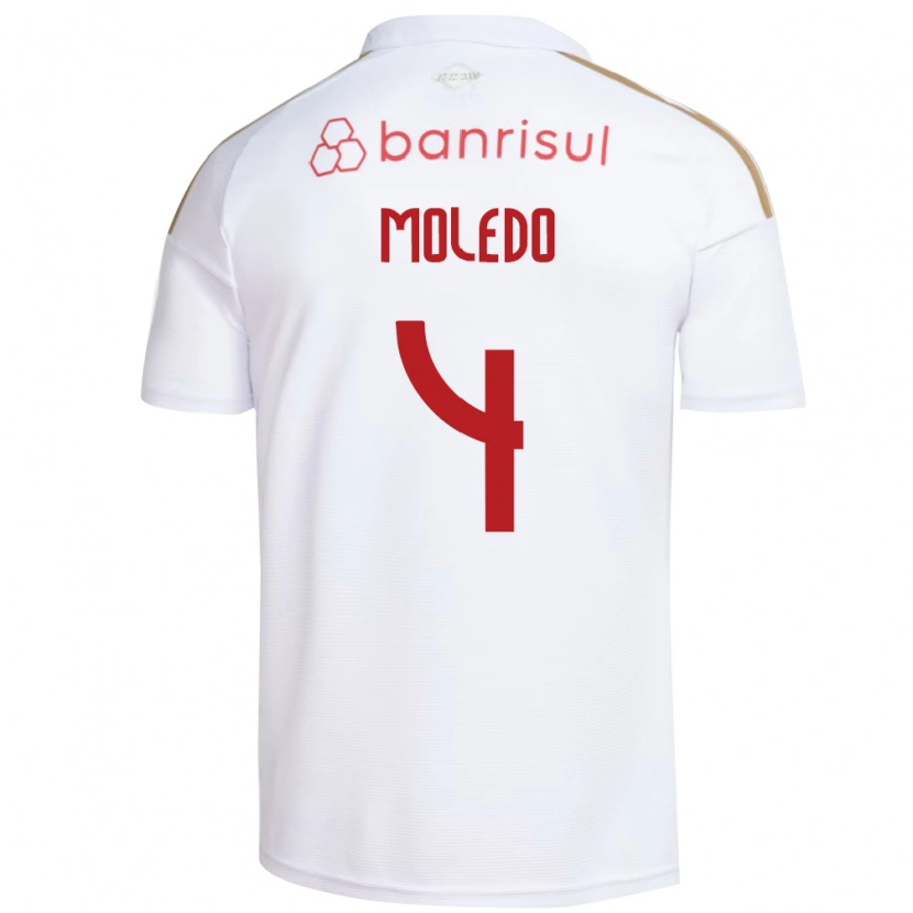 Danxen Mulher Camisola Rodrigo Moledo #4 Branco Vermelho Alternativa 2026/27 Camisa