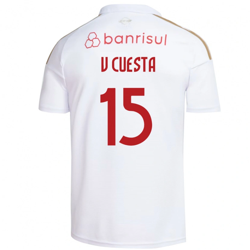 Danxen Mulher Camisola Victor Cuesta #15 Branco Vermelho Alternativa 2026/27 Camisa