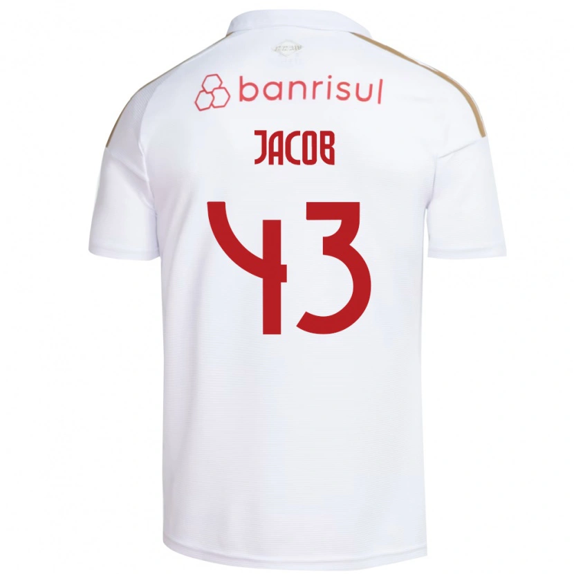 Danxen Mulher Camisola Bernardo Jacob #43 Branco Vermelho Alternativa 2026/27 Camisa