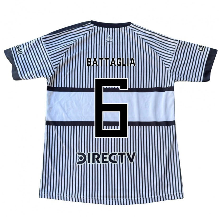 Danxen Mulher Camisola Rodrigo Battaglia #6 Branco Preto Amarelo Alternativa 2026/27 Camisa