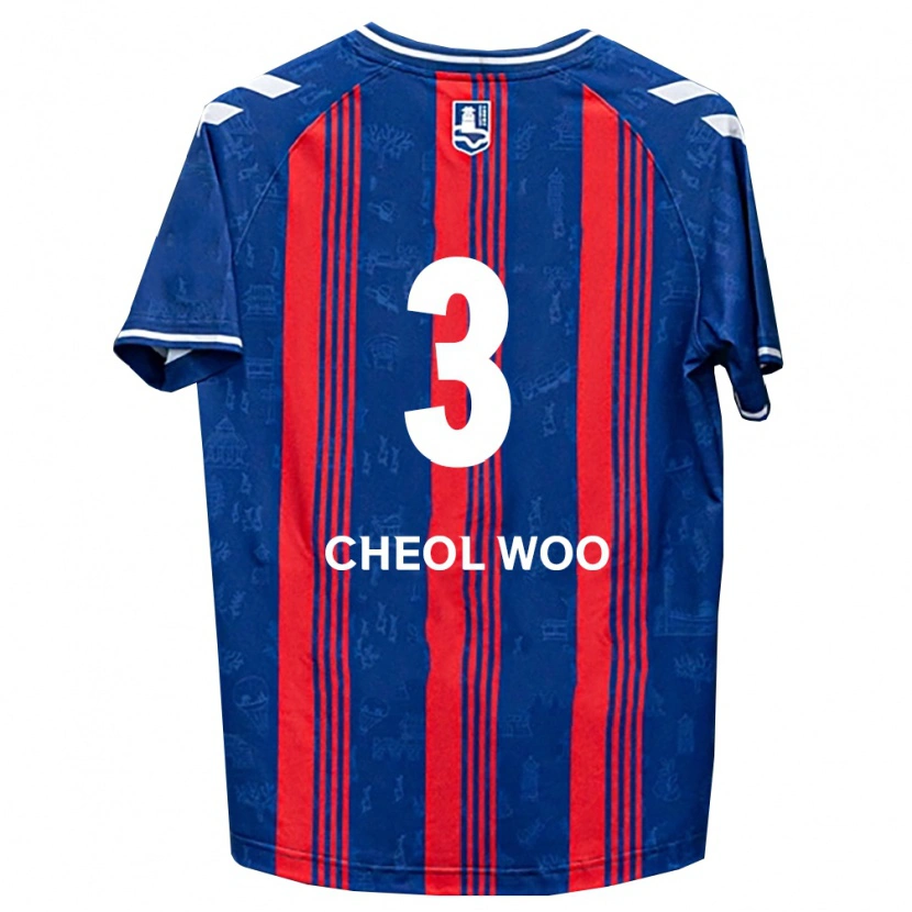 Danxen Criança Camisola Cheol-Woo Park #3 Azul Vermelho Branco Principal 2026/27 Camisa