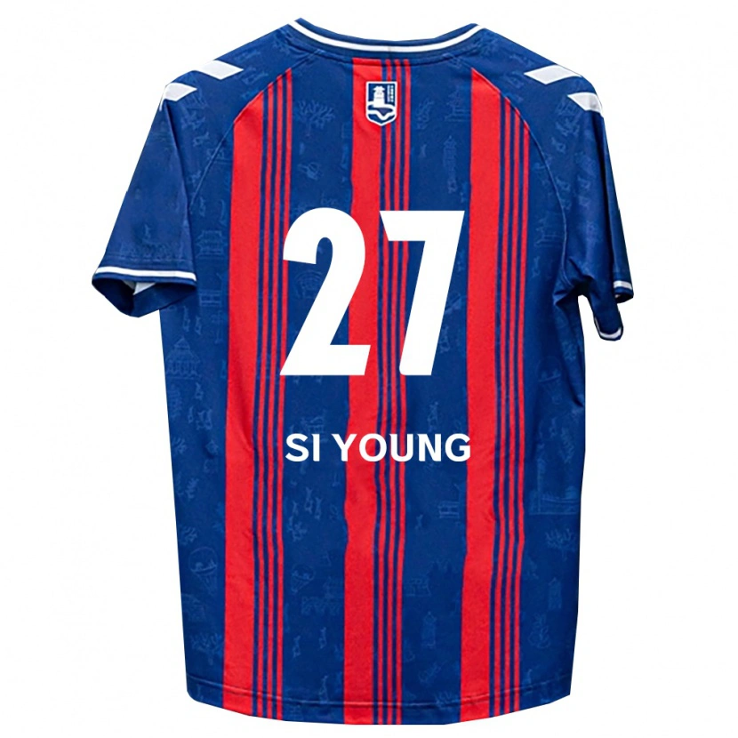 Danxen Criança Camisola Si-Young Lee #27 Azul Vermelho Branco Principal 2026/27 Camisa