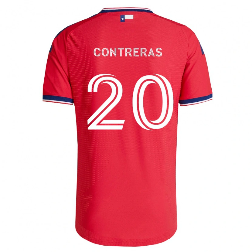 Danxen Criança Camisola Jaidyn Contreras #20 Vermelho Azul Branco Principal 2026/27 Camisa