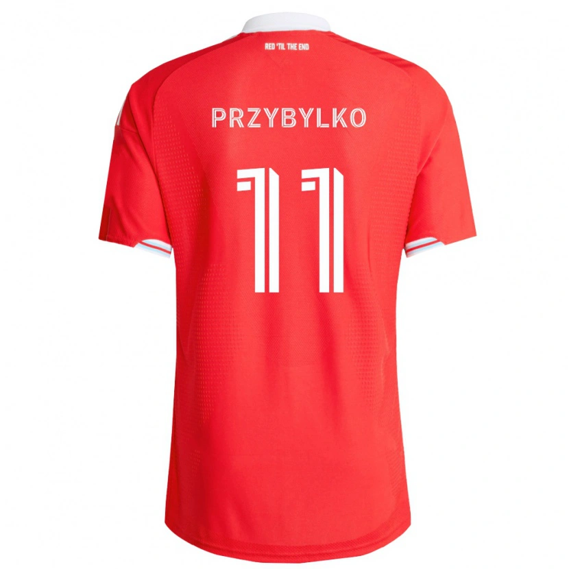 Danxen Criança Camisola Kacper Przybylko #11 Vermelho Azul Profundo Branco Principal 2026/27 Camisa