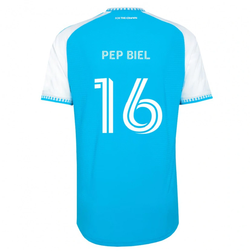 Danxen Criança Camisola Pep Biel #16 Azul Celeste Branco Preto Principal 2026/27 Camisa